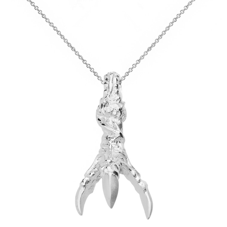Sterling Silver 3D Eagle Claw Pendant Necklace 