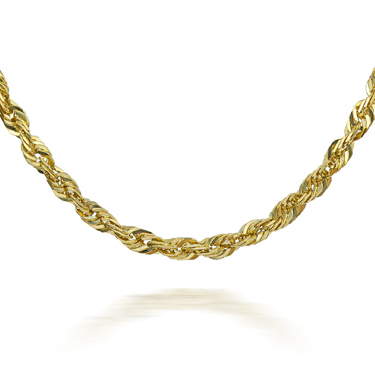 Gold Chains: Rope Solid Diamond Cut Gold Chain 1 mm