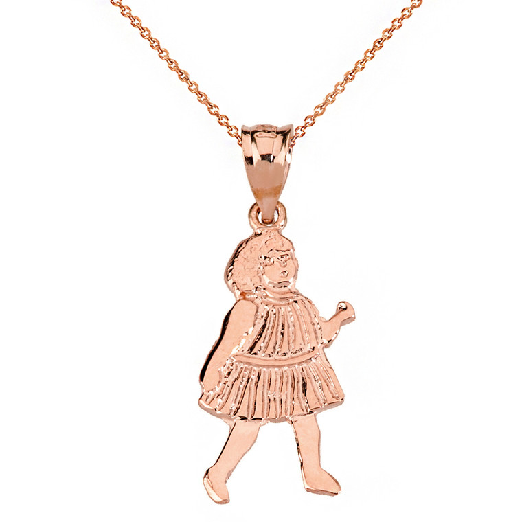 Solid Rose Gold Little Girl Pendant Necklace