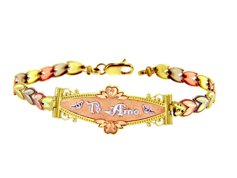 Tri-Color Gold Bracelet - The Te Amo Diamond Cut Bracelet
