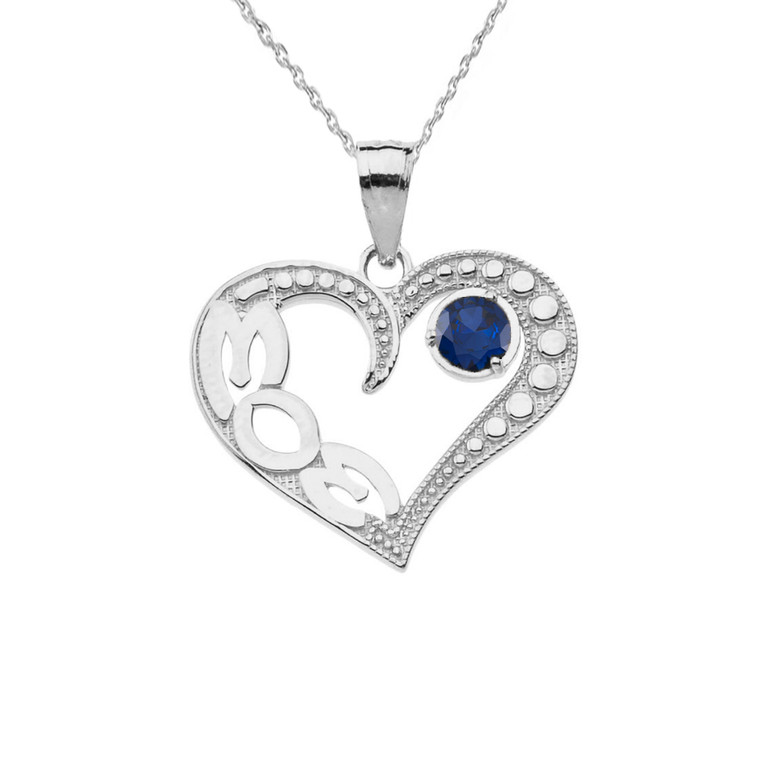 MOM' Heart Pendant Necklace in Sterling 