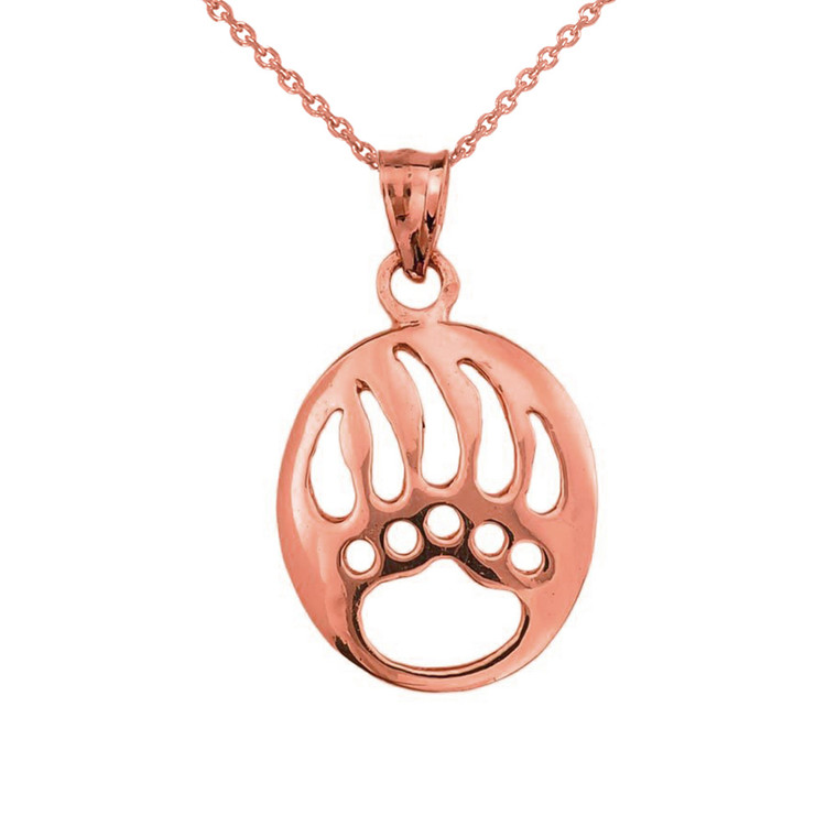 Rose Gold  Gold Bear Paw Print Pendant Necklace