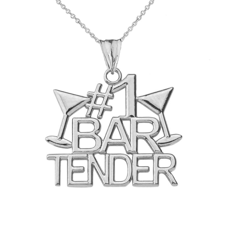 #1 Bartender Pendant Necklace in Sterling Silver