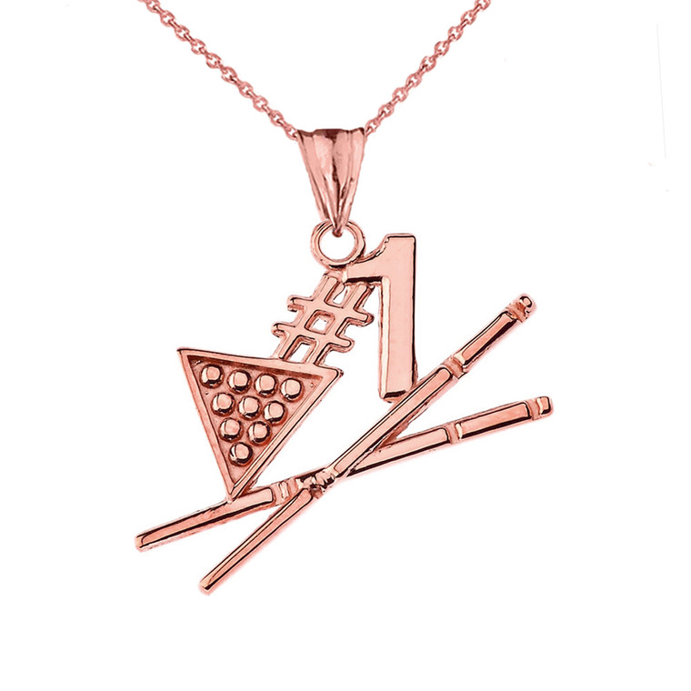 #1 Billiards Player Pendant Necklace in Rose Gold