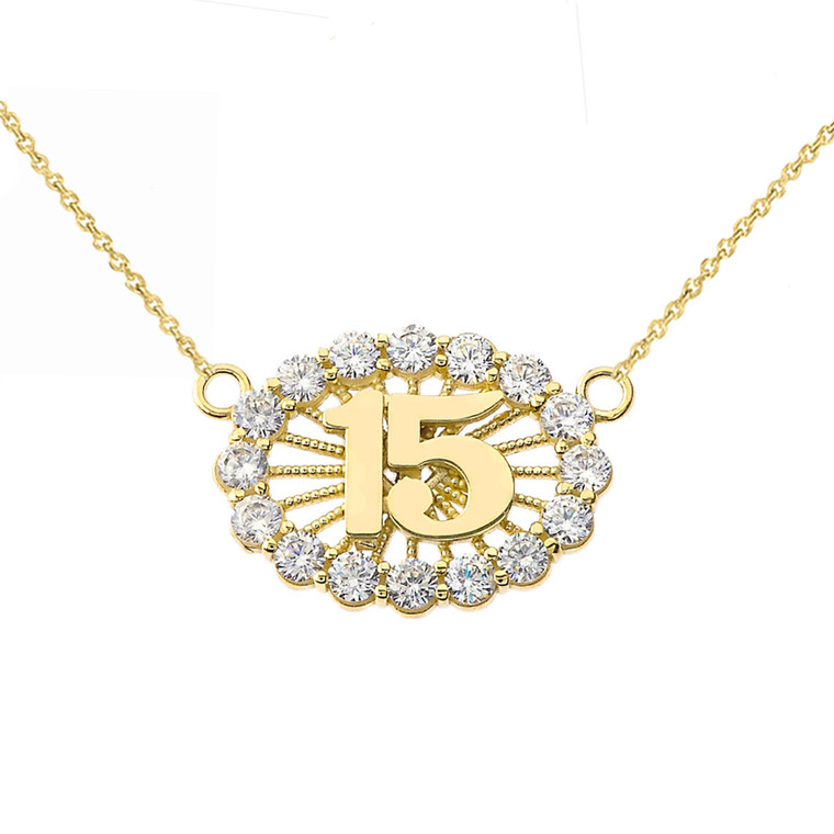 15 Quinceañera Necklace in 14K Yellow Gold
