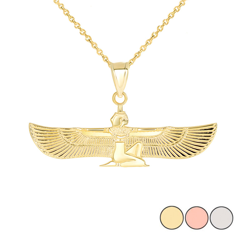Egyptian Goddess Pendant Necklace in Gold (Yellow/ Rose/White)