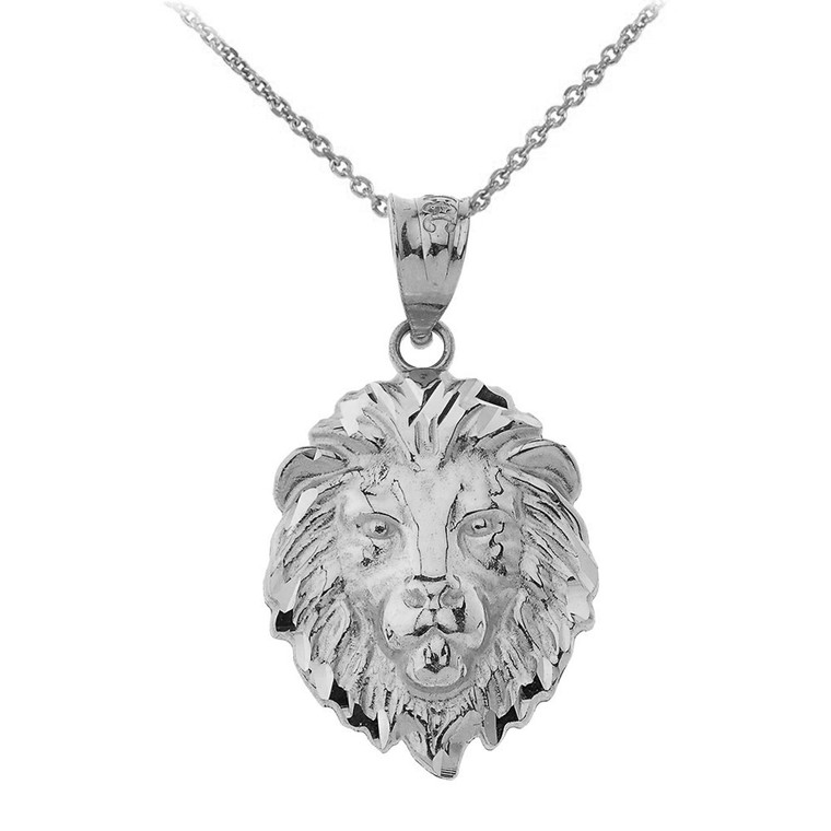 Lion's Head Small Pendant Necklace (1.01") in Sterling Silver