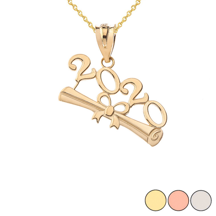 Class of 2020 Graduation Pendant Necklace in Gold (Yellow/Rose/White)