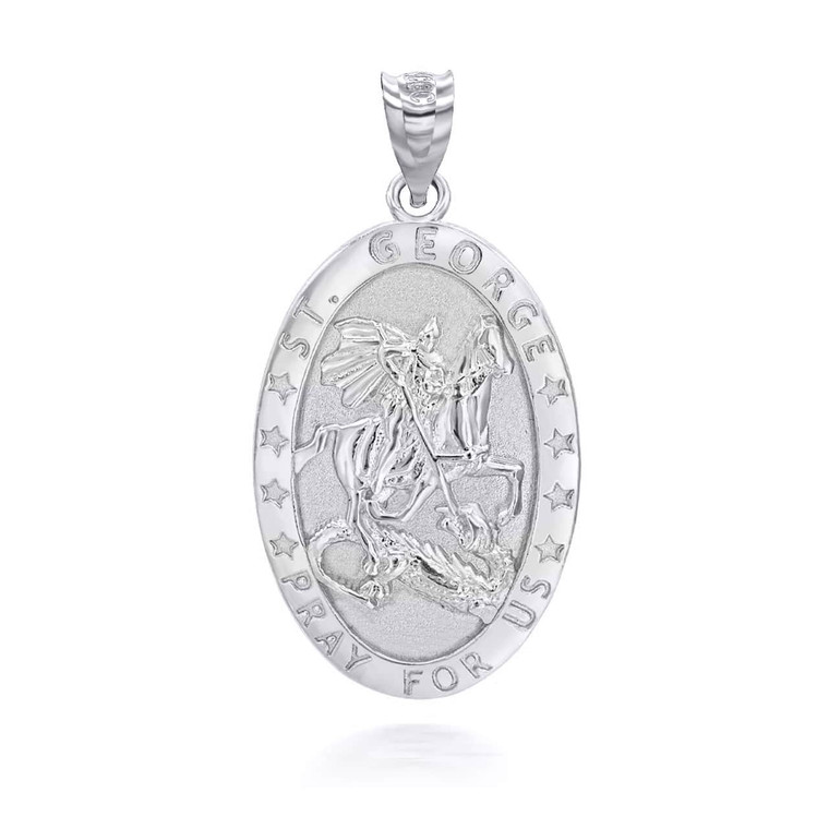 Silver Saint George and the Dragon Pendant 