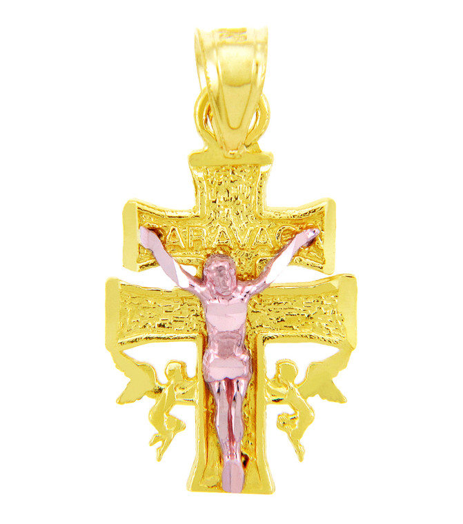 Two Tone Gold Crucifix Pendant - The Caravaca Cross