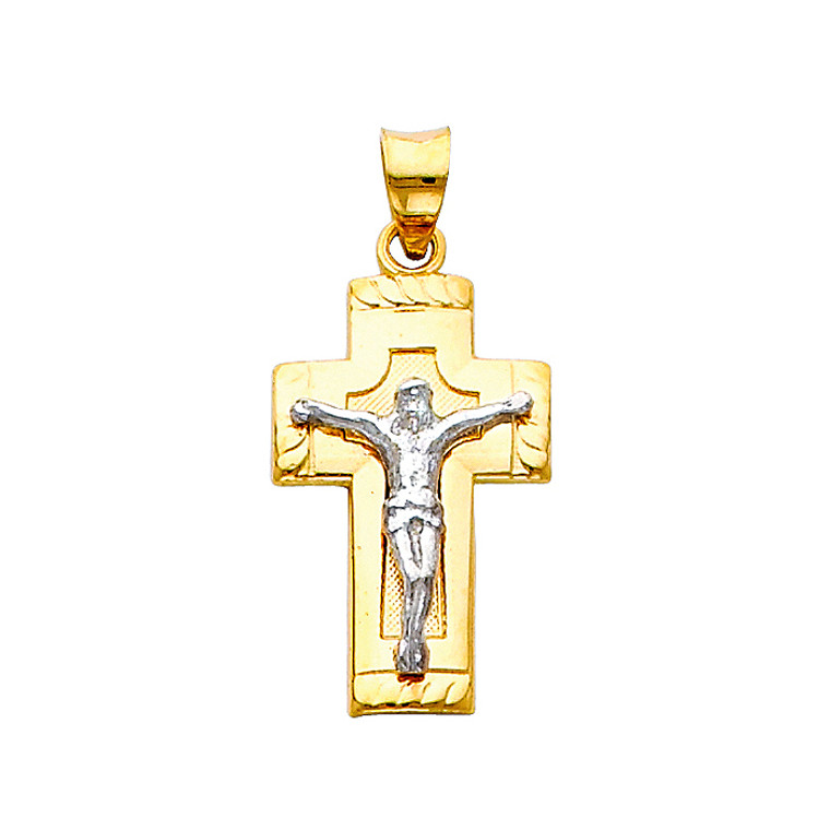 14K Two-Tone Inspirational Crucifix