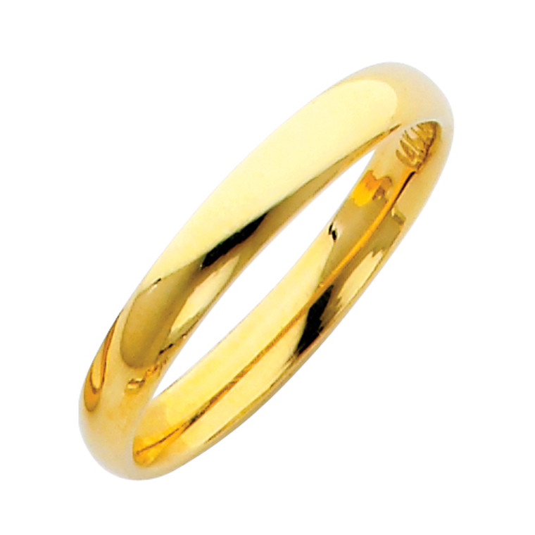 Gold Classic Comfort Fit Wedding Band 3MM