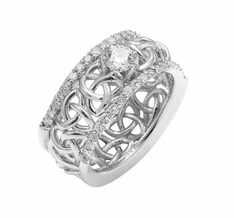 White Gold Celtic Trinity Knot Diamond Wedding Ring
