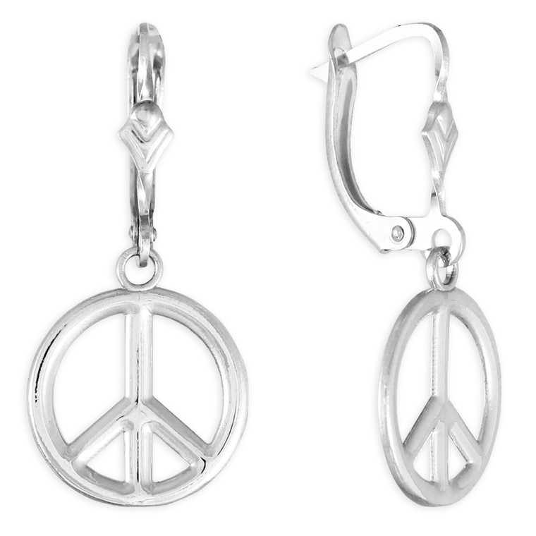 Sterling Silver Peace Symbol Earrings