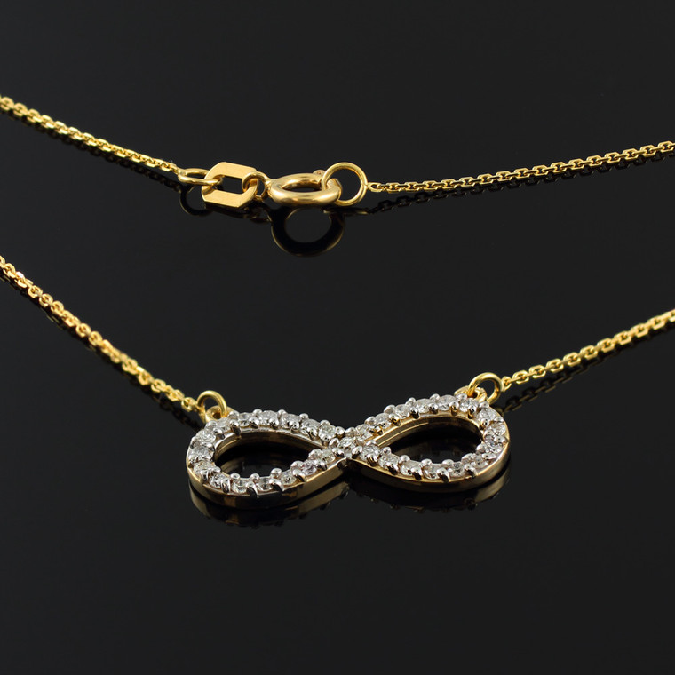 14K Gold Diamond Infinity Pendant Necklace