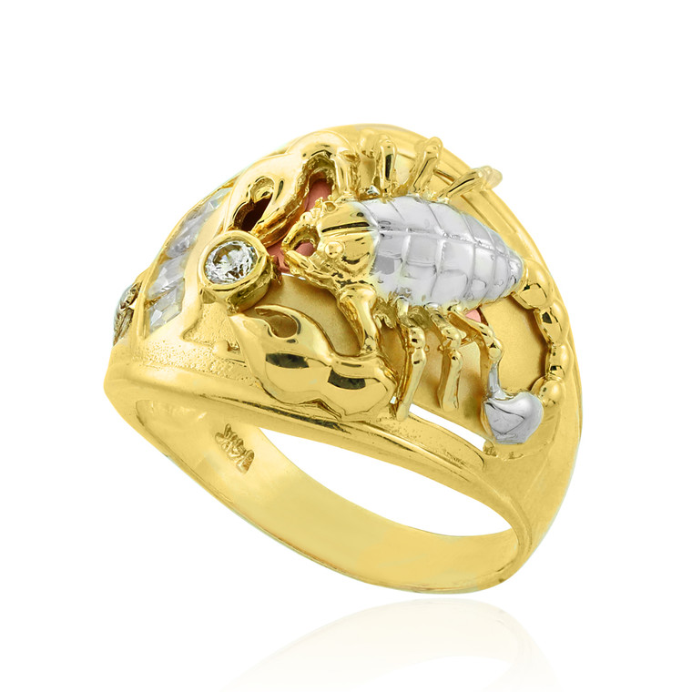 Multi-tone Gold Scorpion Men's CZ Ring