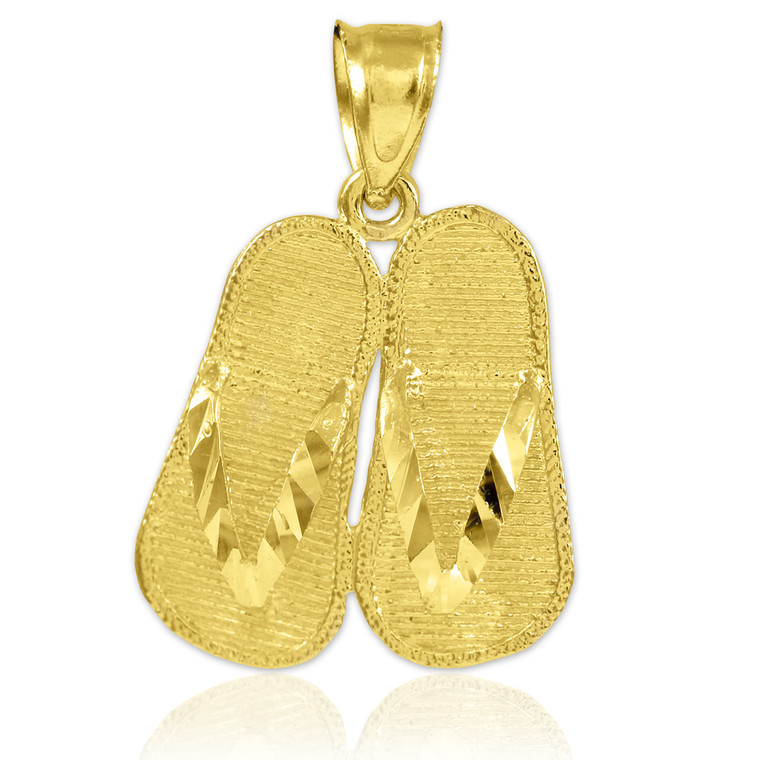 Gold Flip Flops 3D Charm Pendant Necklace