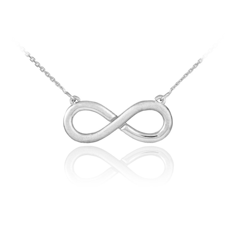 Half Satin Solid Sterling Silver Infinity Pendant Necklace