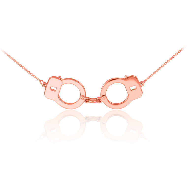 Handcuffs necklace in 14k rose gold.