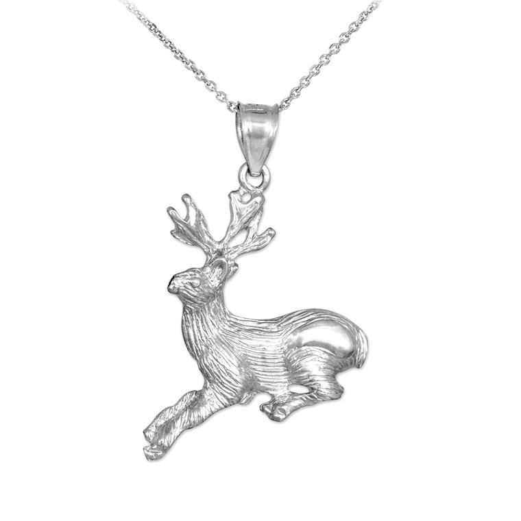 Sterling Silver Deer Charm Pendant Necklace