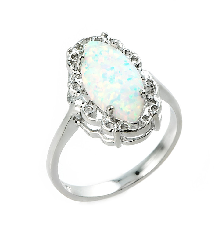 Sterling Silver Opal Gemstone Ring