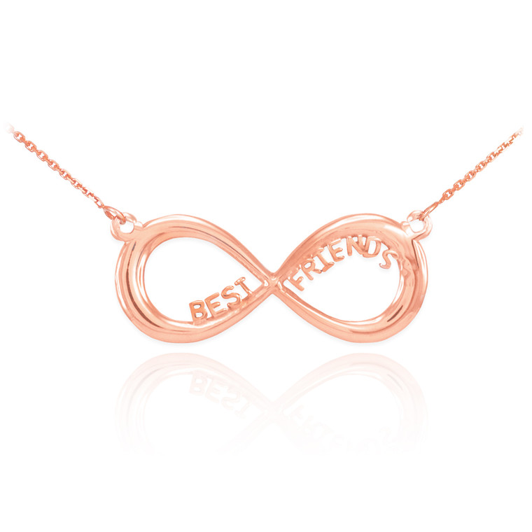 14K Solid Rose Gold "BEST FRIENDS" Infinity Necklace