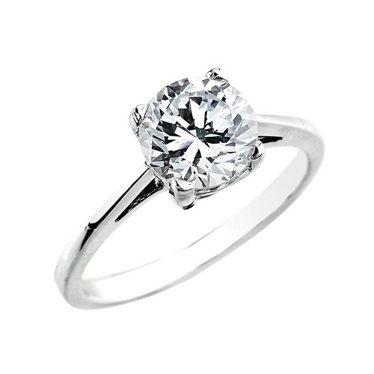 White Gold 2.50 ct Cubic Zirconia Dainty Solitaire Engagement Ring