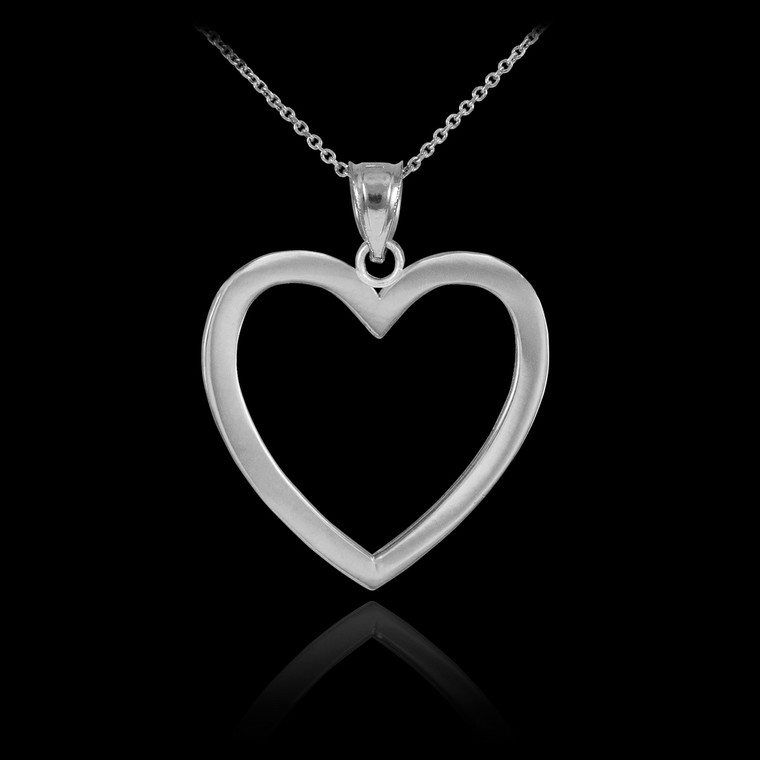 925 Sterling Silver Open Heart Pendant Necklace