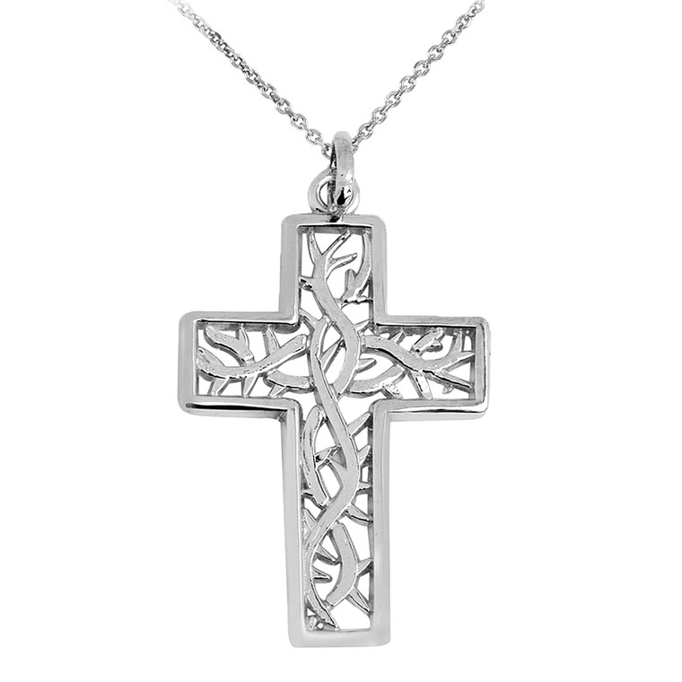 Silver Celtic Trinity Cross Pendant Necklace