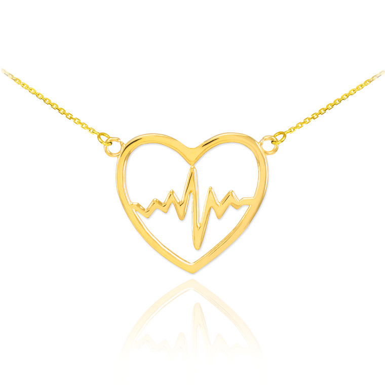 14k Gold Heartbeat Pulse Necklace