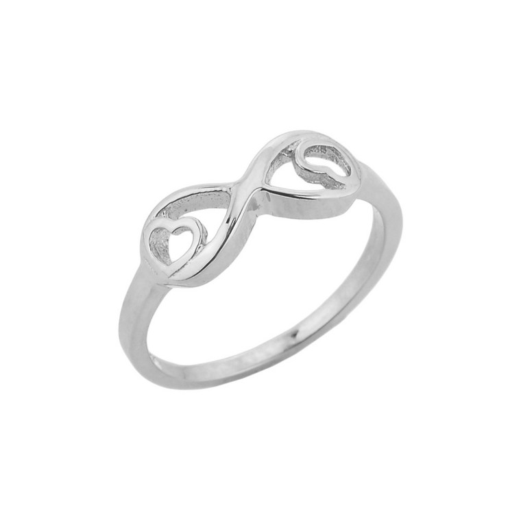 Sterling Silver Infinity with Double Heart Ring