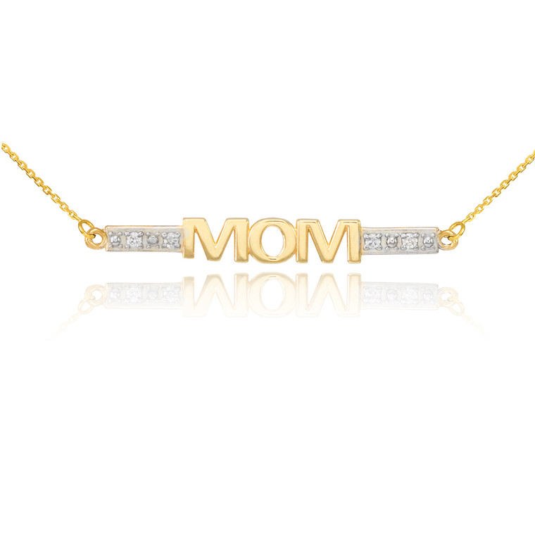 14k Two-Tone Gold Diamond MOM Necklace