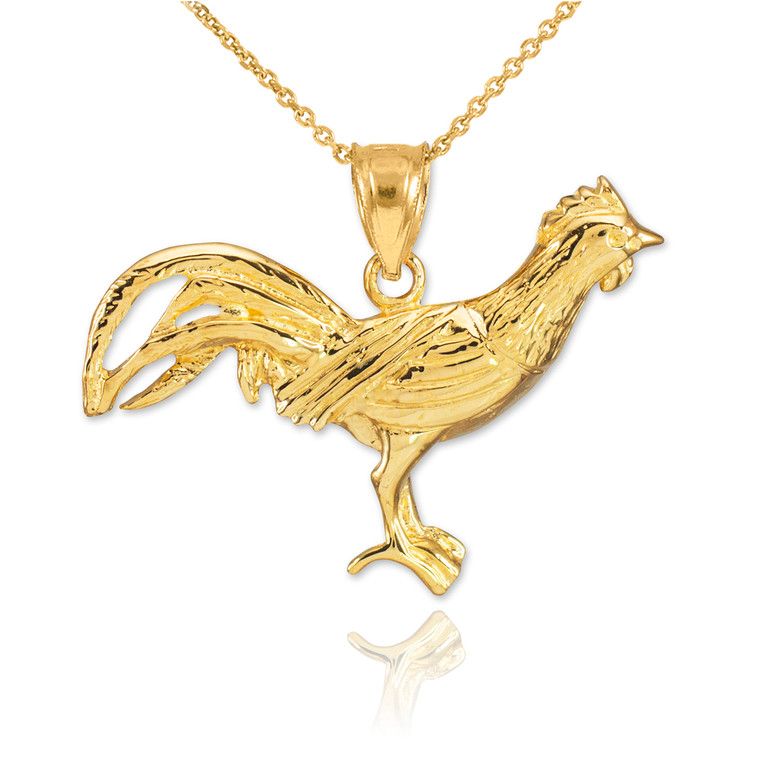 Gold Rooster Pendant Necklace