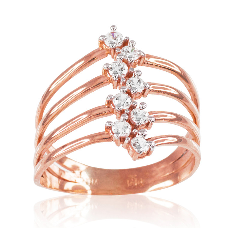 Rose Gold Four-Band CZ Ring