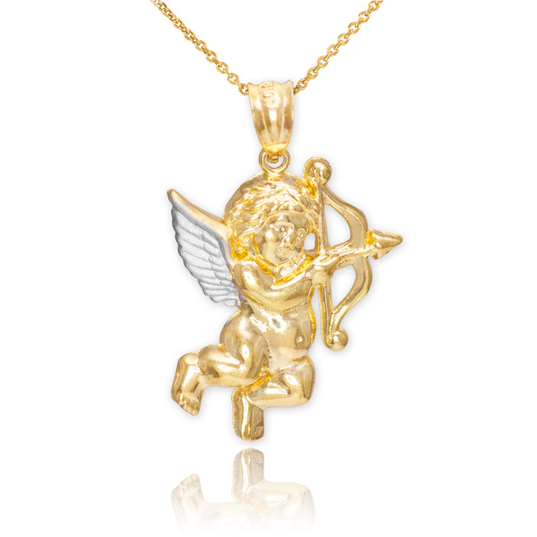 Two-Tone Gold Cupid Pendant Necklace