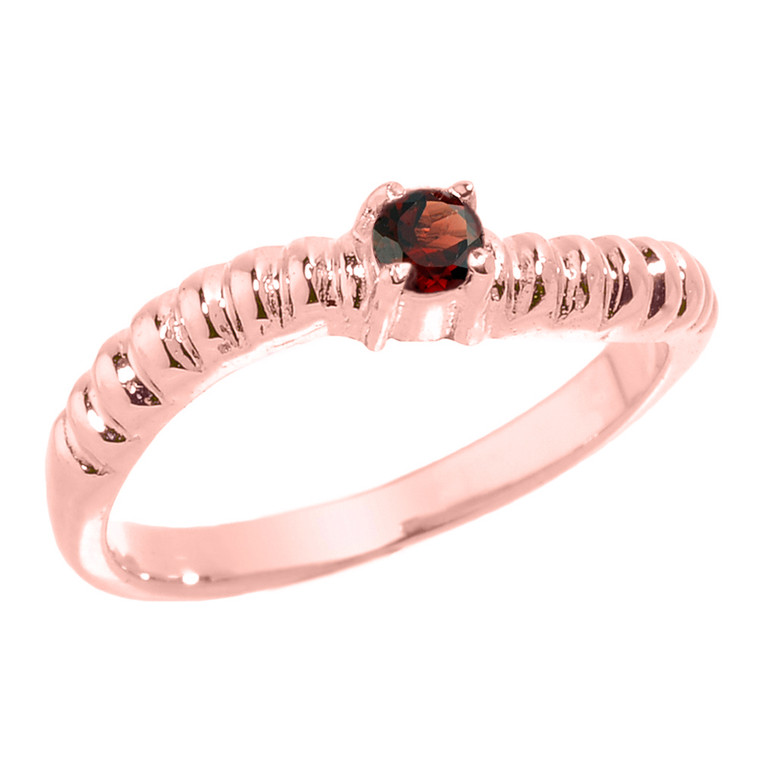 Rose Gold Curved CZ Birthstone Knuckle Ring