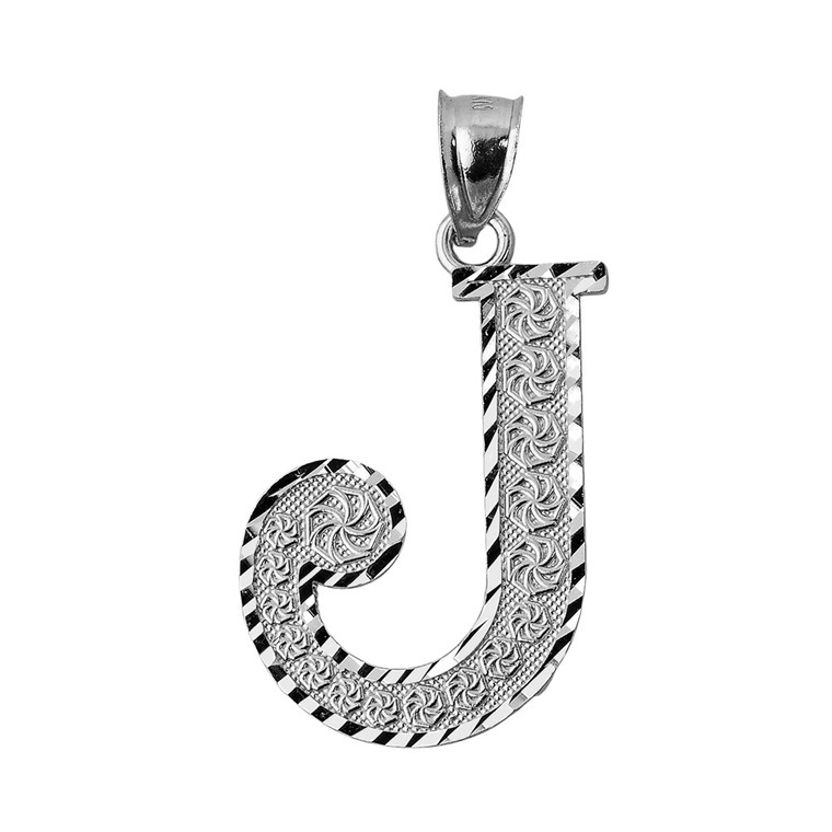 Initial J Silver Charm Pendant