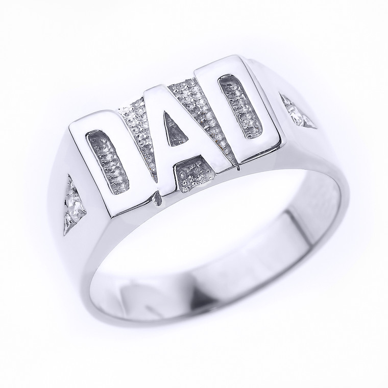 Sterling Silver CZ "DAD" Men's Ring