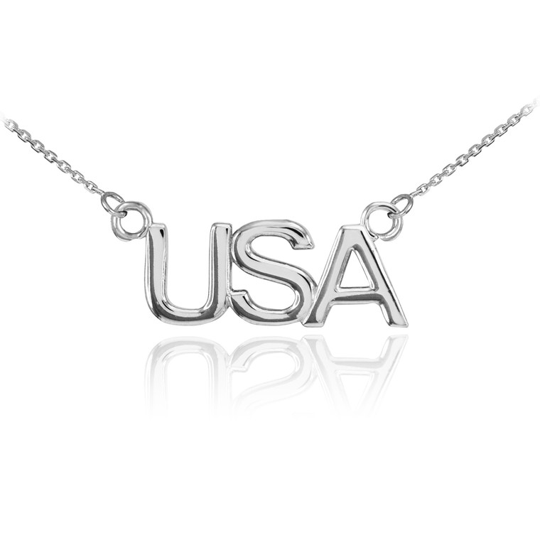 14K White Gold USA Necklace