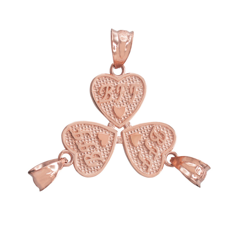 3pc Rose Gold 'BFF' Heart Charm Set