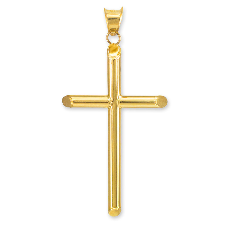 Polished Gold Tube Cross Pendant