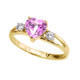 Dainty 10k Yellow Gold October Birthstone Heart Ring - CZ Promise/Proposal Ring With Side Stones - View #7