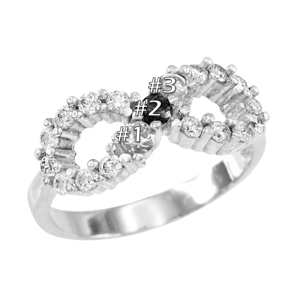 Solid 925 Sterling Silver Triple Heart Infinity Ring With CZ Stones - Size 8, Intertwining Hearts & Infinity Symbol - View #3