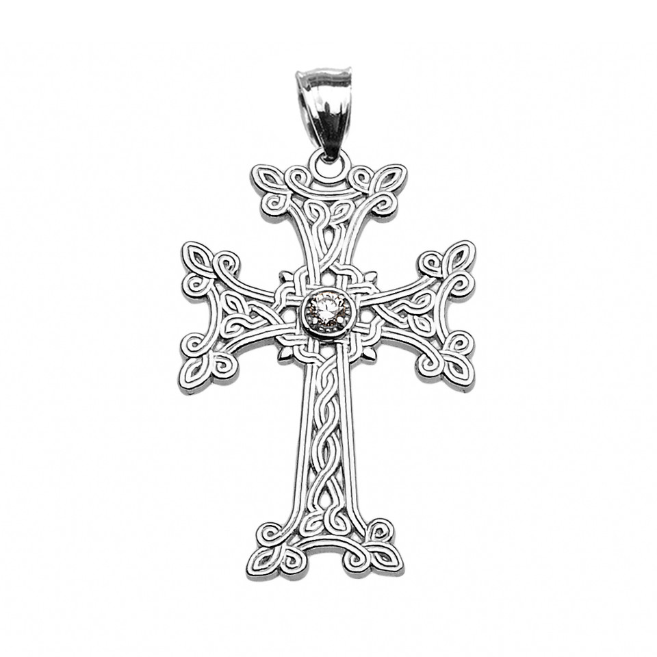 Pendentif Croix Arménienne En Argent Sterling 925 Avec Signe Éternité - Bijou Traditionnel