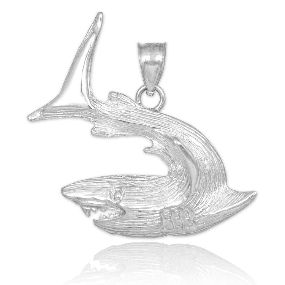 0050~Silver Single Earring with Shark Pendant