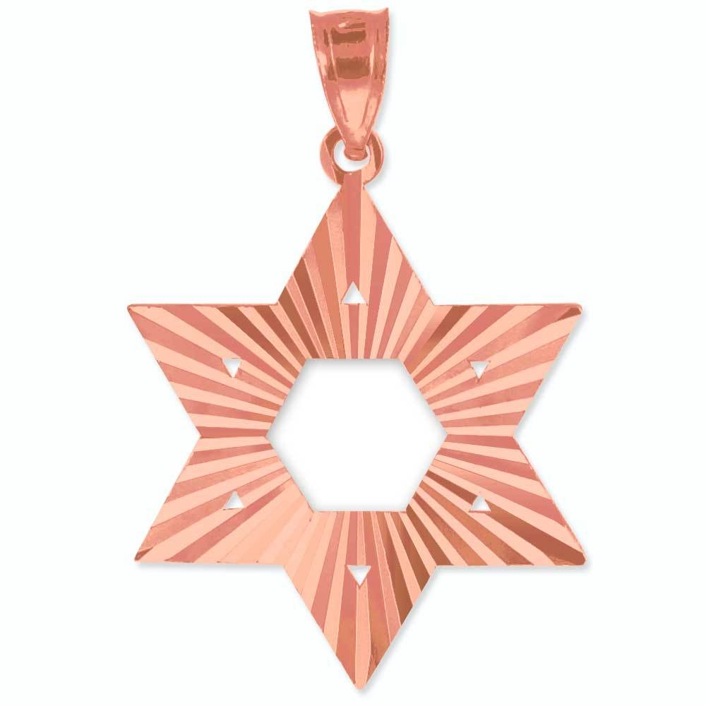 Jewish Charm - Double Star Of David Pendant In 10K Gold (1 Inch), Made In USA