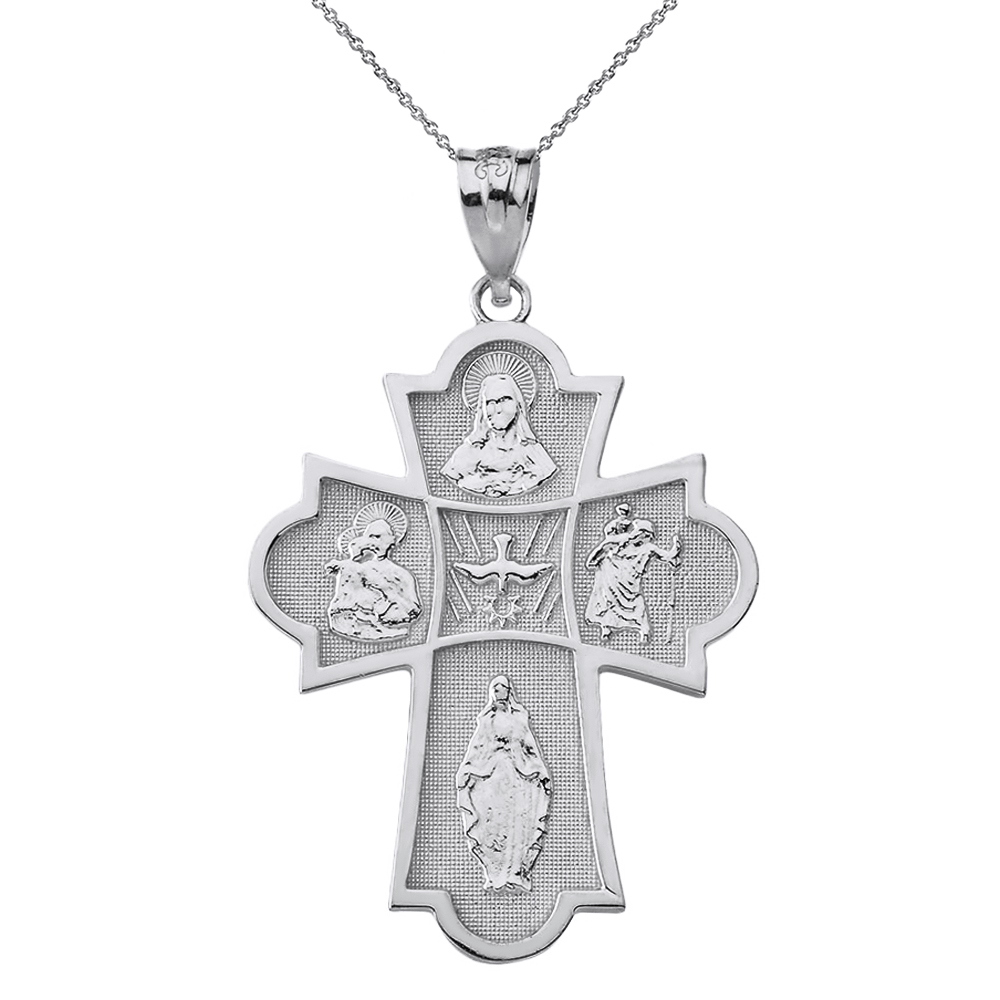 Sterling Silver Gold Tone 4 Way Medal Cross Religious Pendant Charm Necklace  Four: 16468065157171 | United Kingdom