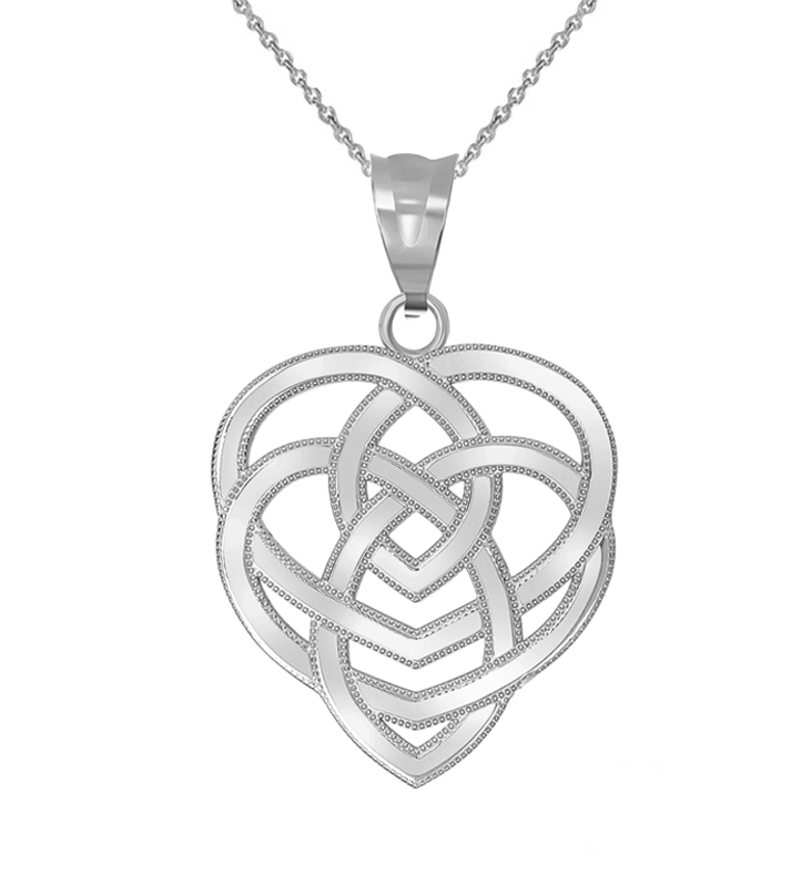 Celtic Love Knot Heart Pendant Necklace in Sterling Silver – Celtic Lands