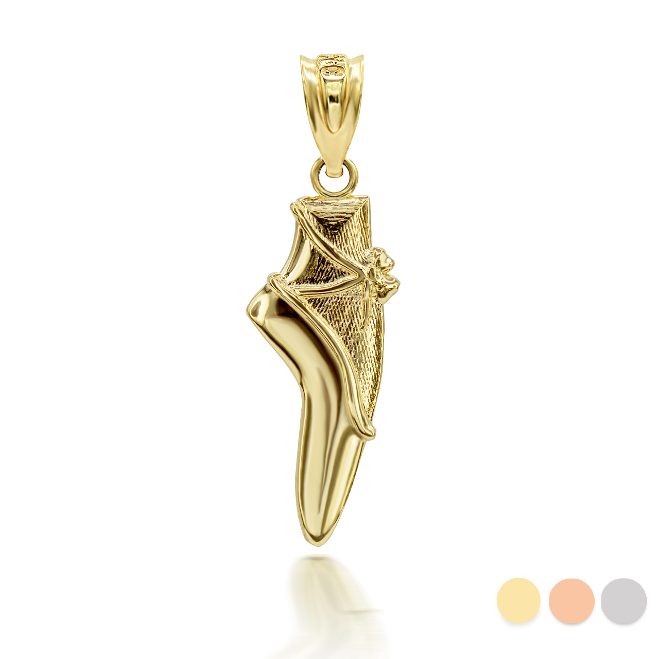 Gold Ballet Shoe 3D Charm Necklace 