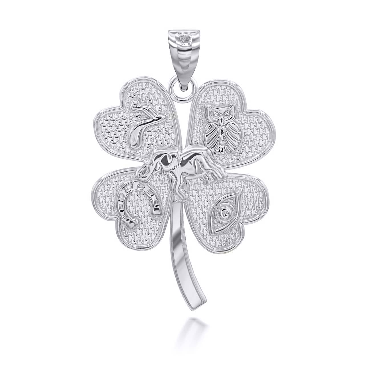 Women's Lucky Clover Floral Charms Necklace